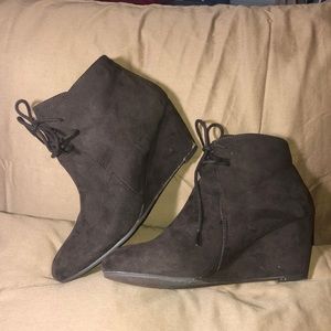 Chocolate Brown lace up wedge booties for Women